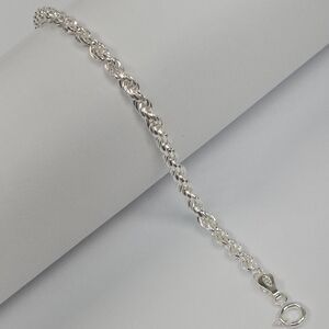 Rope Chain Bracelet Twisted Cord Design 925 Mexican Sterling Silver 20cm